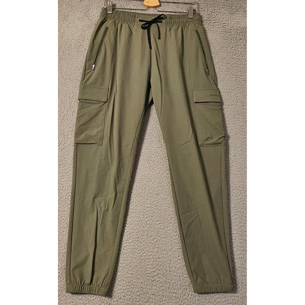 Alphalete Mens Cargo Joggers Olive Green Athletic Pants Size Medium x 27"